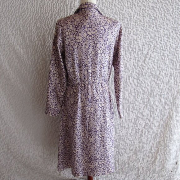 Bob Mackie 100% Silk Wrap Dress 10 Purple White Graphic Print New M Abstract - Picture 10 of 13
